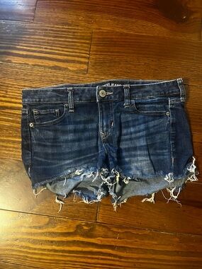 Express Dark Blue Distressed Denim Shorts